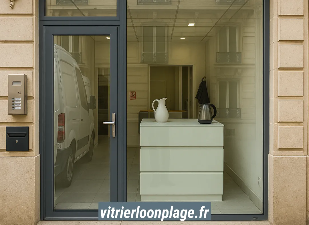 Façade vitrine de magasin en aluminium sur mesure à Loon-Plage
